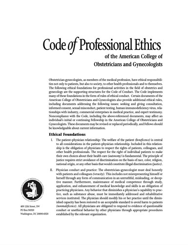 ACOG Code of Professional Ethics