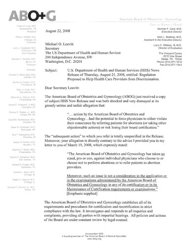 Dr. Norman Gant (ABOG) Responds to HHS Press Release