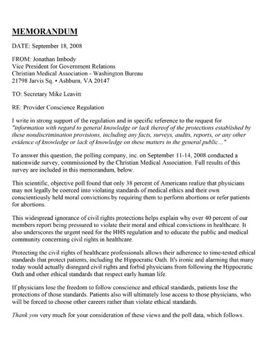 Christian Medical Association to HHS