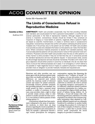 ACOG reaffirms CO 385 without any substantial re-evaluation