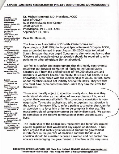 Letter from AAPLOG to Dr. Mennuti