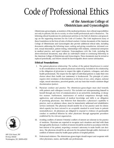 ACOG releases an updated Code of Professional Ethics